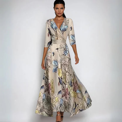 Calliope - Sophisticated Women's Dress with Floral Patterns