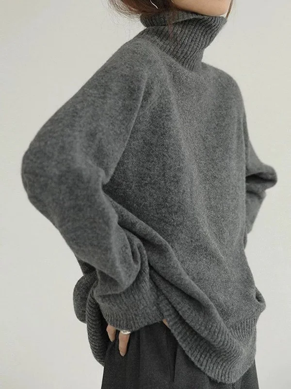 Women's Oversized Knitted Turtleneck Jumper | Ideal for Autumn/Winter