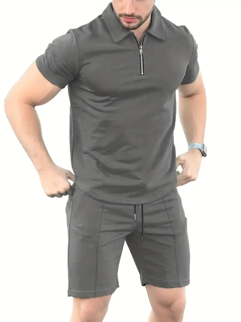 Men's Modern 2-Piece Casual Polo Shirt and Shorts Set | Ideal for Summer