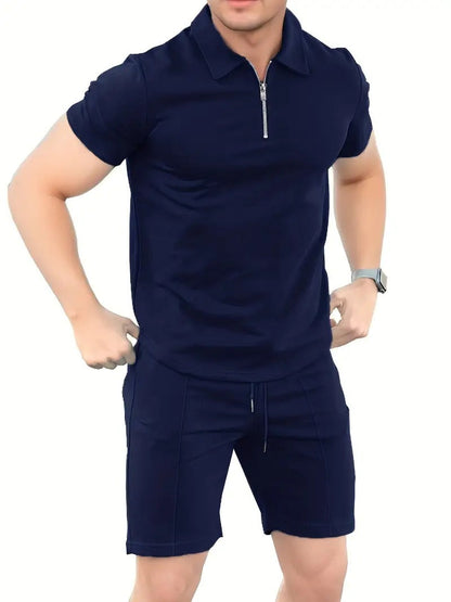 Men's Modern 2-Piece Casual Polo Shirt and Shorts Set | Ideal for Summer