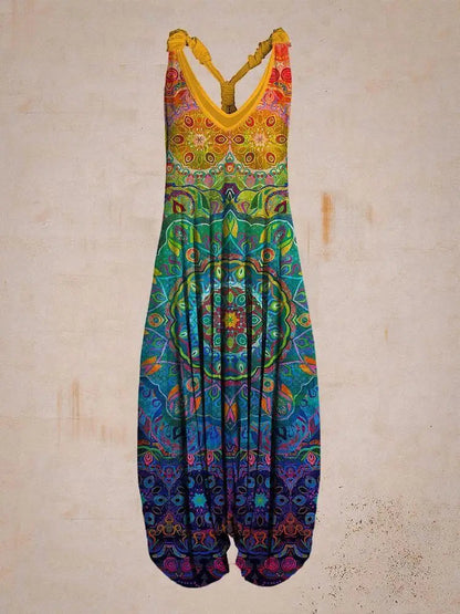 Women's Stylish Boho V-Neck Sleeveless Jumpsuit | Ideal for Spring/Summer