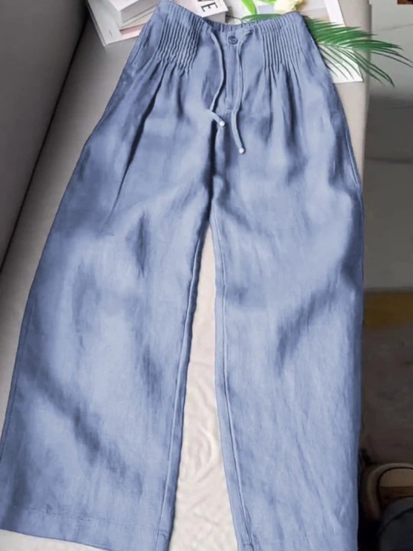 Noryssa™ - Wide Leg Trousers in Cotton and Linen Blend