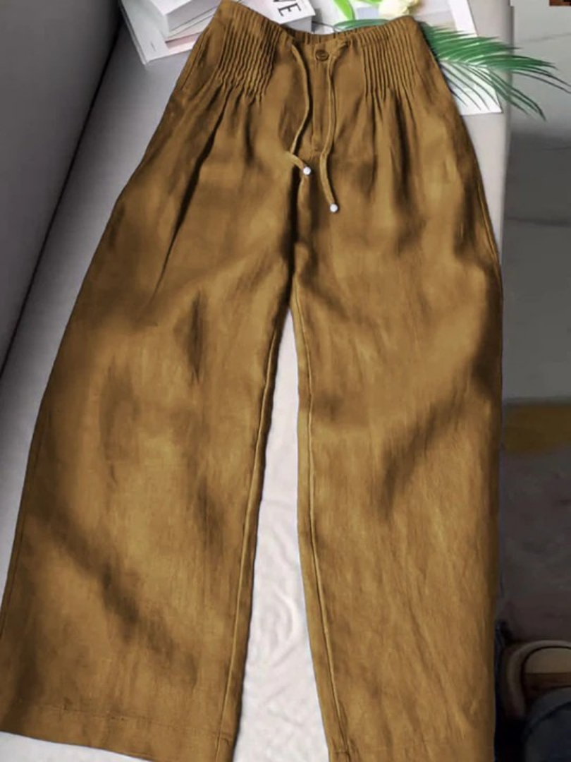 Noryssa™ - Wide Leg Trousers in Cotton and Linen Blend