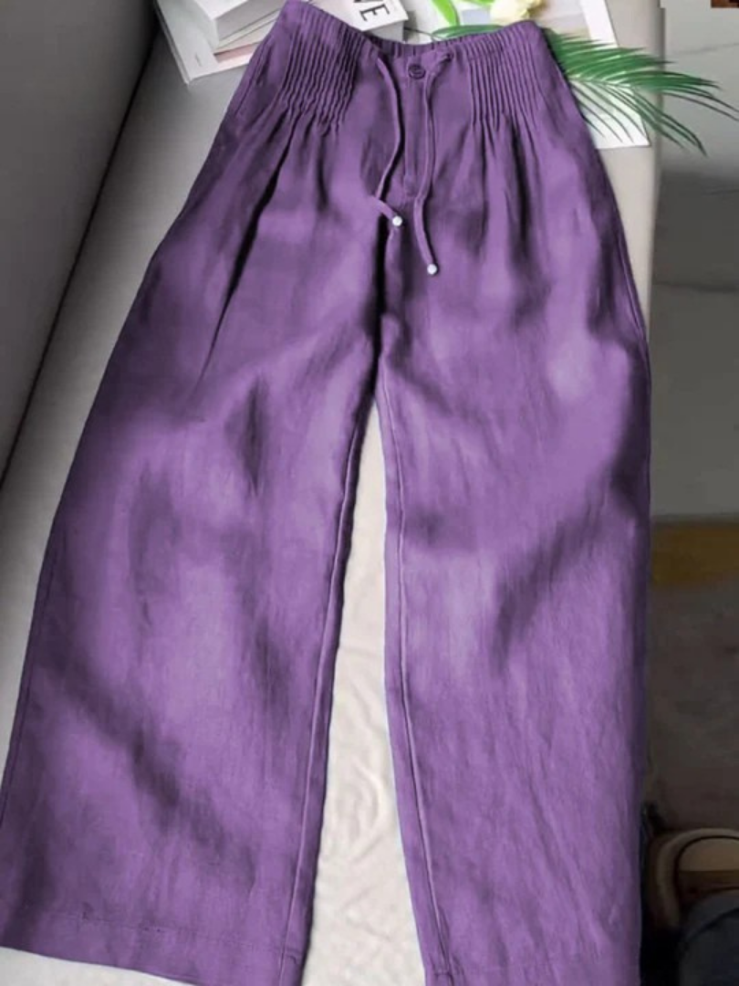 Noryssa™ - Wide Leg Trousers in Cotton and Linen Blend