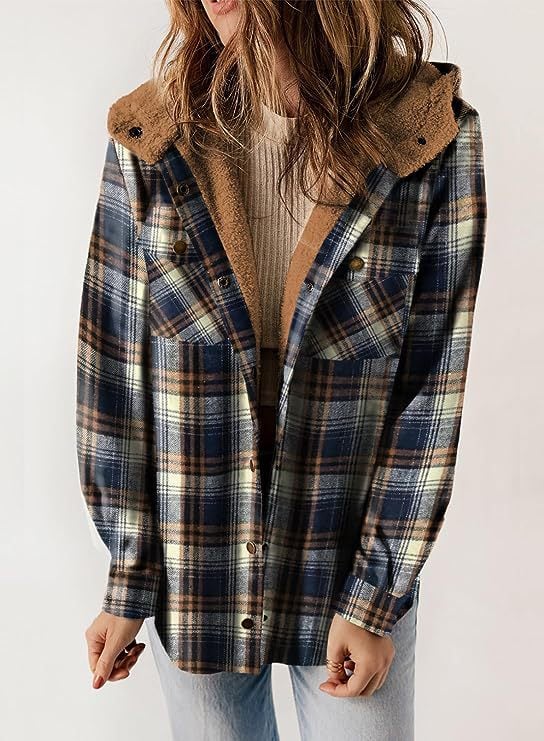 Carole - Elegant & Cozy Plaid Wool Jacket Vest with Hood for Women