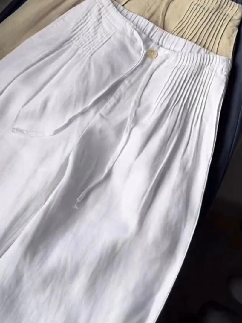 Noryssa™ - Wide Leg Trousers in Cotton and Linen Blend