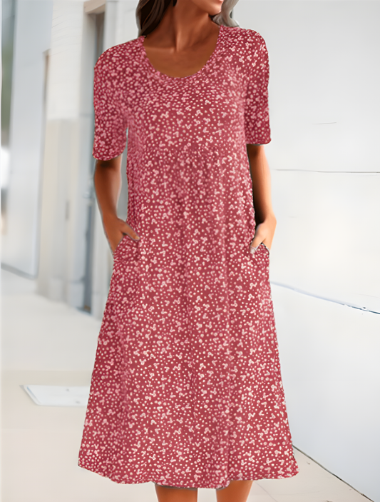 Brinley - Chic Everyday Dress with Floral Print and Round Neckline for women