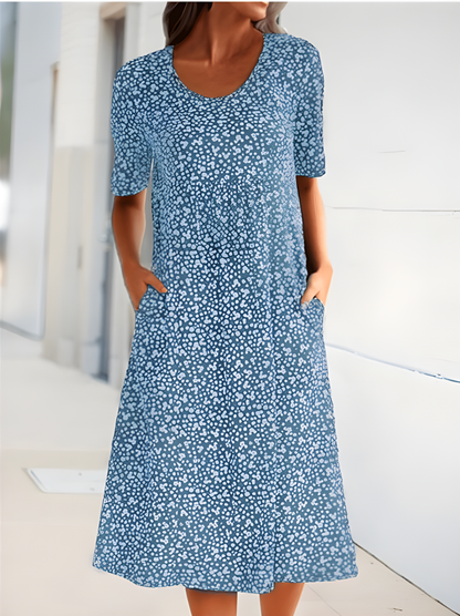 Brinley - Chic Everyday Dress with Floral Print and Round Neckline for women