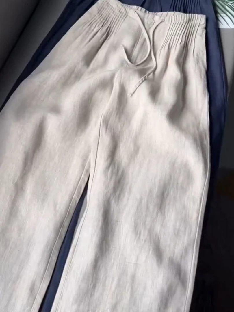 Noryssa™ - Wide Leg Trousers in Cotton and Linen Blend