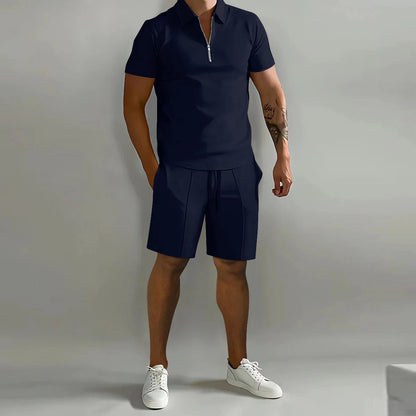 Men's Modern 2-Piece Casual Polo Shirt and Shorts Set | Ideal for Summer