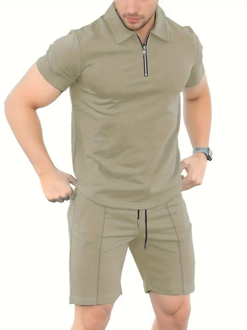 Men's Modern 2-Piece Casual Polo Shirt and Shorts Set | Ideal for Summer