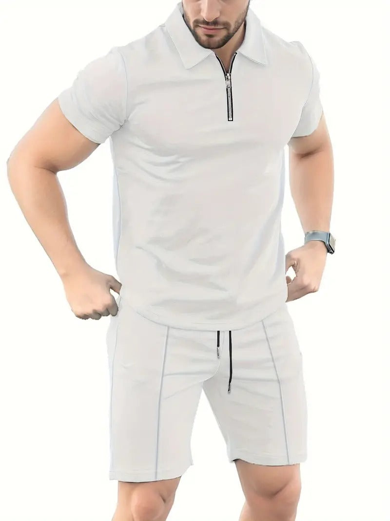 Men's Modern 2-Piece Casual Polo Shirt and Shorts Set | Ideal for Summer