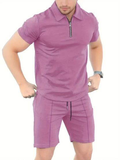 Men's Modern 2-Piece Casual Polo Shirt and Shorts Set | Ideal for Summer