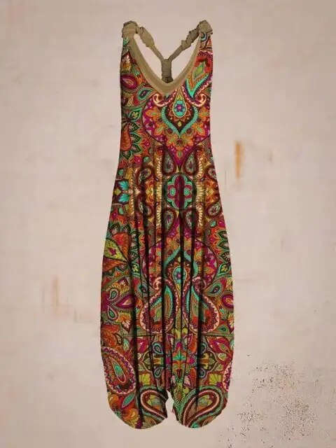 Women's Stylish Boho V-Neck Sleeveless Jumpsuit | Ideal for Spring/Summer