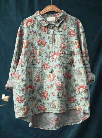 Penelope - Elegant Floral Shirt Dress Ensemble for Women