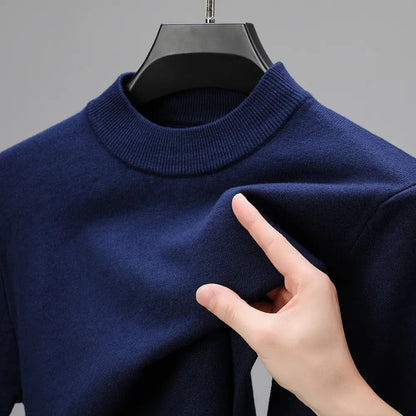 Men's Casual Plain Color Round Neck Knit Jumper | Ideal for Autumn/Winter