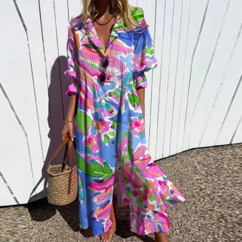 Calista - Chic Boho-Inspired Dress with a Colorful Touch