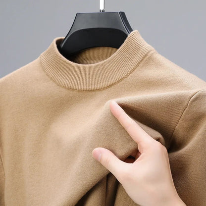 Men's Casual Plain Color Round Neck Knit Jumper | Ideal for Autumn/Winter