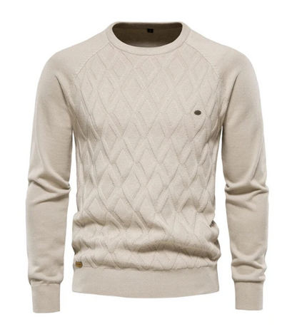 Men's Stylish Slim-Fit Knitted Cotton Cashmere Jumper | Ideal for Autumn/Winter