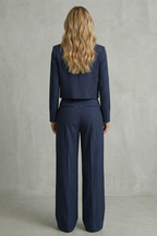 Rosalind | Pinstripe Co-Ord Set Tailored Cropped Blazer & Wide-Leg Trousers for Women