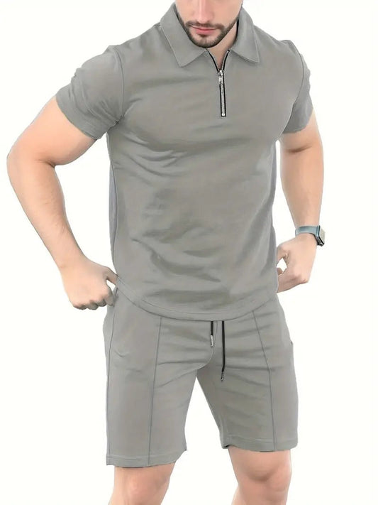 Men's Modern 2-Piece Casual Polo Shirt and Shorts Set | Ideal for Summer