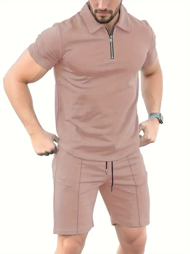 Men's Modern 2-Piece Casual Polo Shirt and Shorts Set | Ideal for Summer