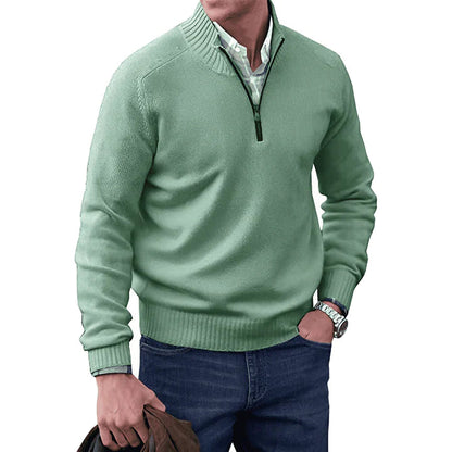 Men's Elegant Ribbed Cuff Hem Half-Zip Jumper | Ideal for Autumn/Winter