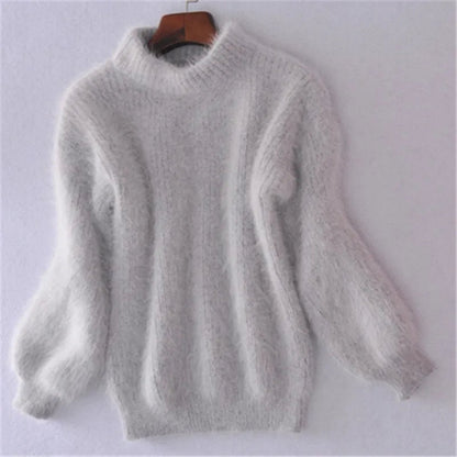 Women's Loose Knitted Plain Cashmere Turtleneck Jumper | Ideal for Autumn/Winter