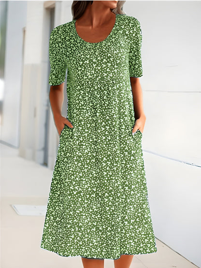 Brinley - Chic Everyday Dress with Floral Print and Round Neckline for women