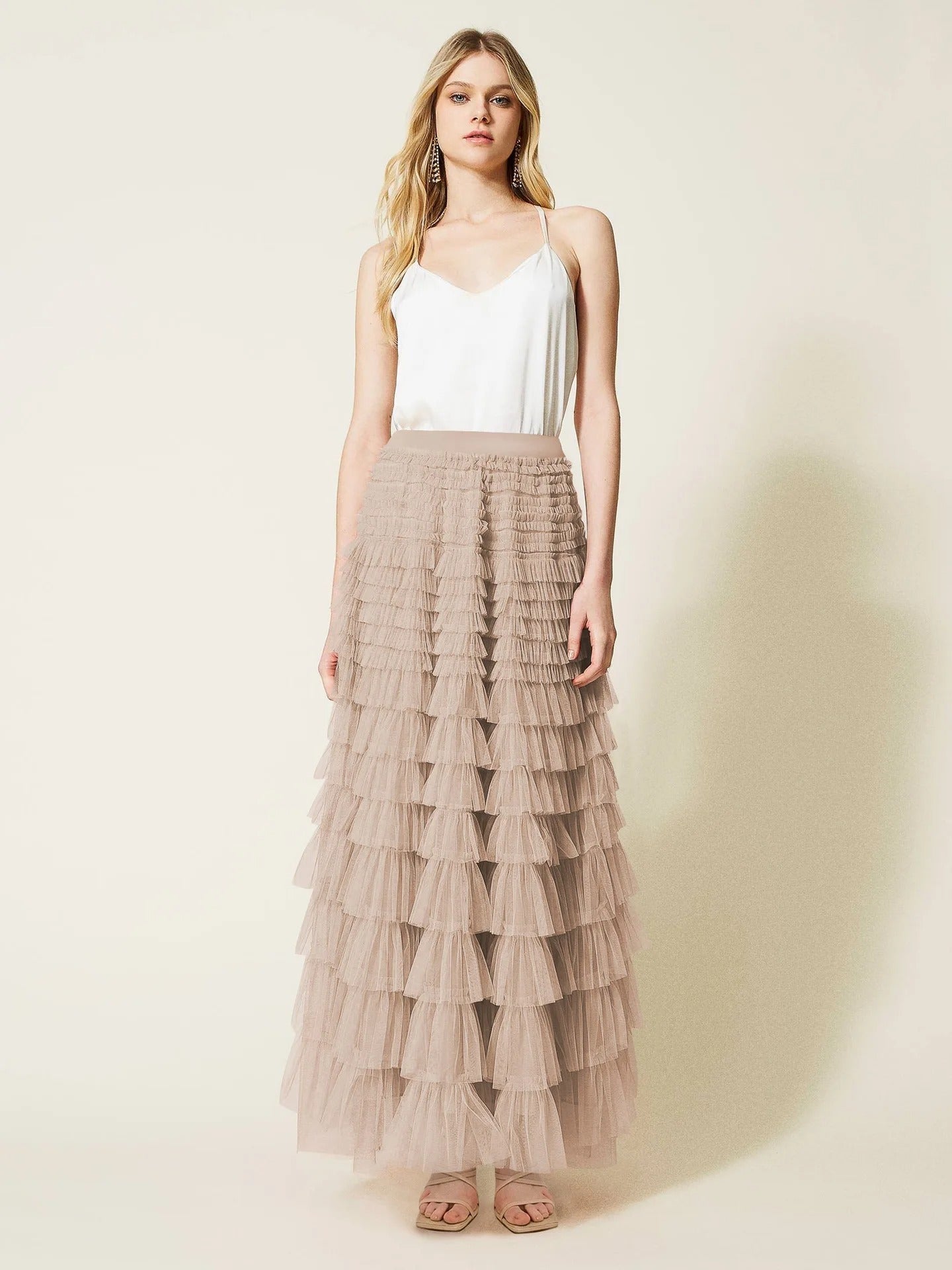 Bentley - Elegant Pleated Maxi Skirt with Ruffles for Women