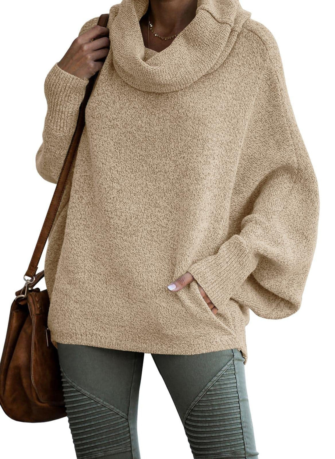 Women's Comfortable Oversized Solid Colour Cashmere Turtleneck Jumper | Ideal for Autumn/Winter