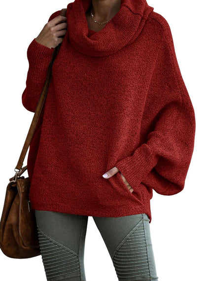 Women's Comfortable Oversized Solid Colour Cashmere Turtleneck Jumper | Ideal for Autumn/Winter