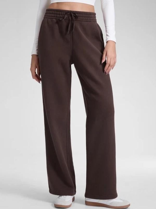 Ruth | Drawstring Wide-Leg Lounge Pants, Brushed Knit Trousers