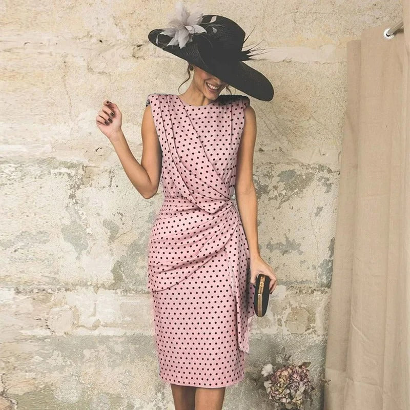 Bea - Sophisticated Midi Dress with a Playful Polka Dot Design for Women