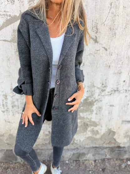 Nora - Casual Single-Breasted Wool Cardigan with Lapels for Women