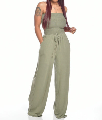 Bethany - Cozy Off-Shoulder Jumpsuit with Wide Legs and Drawstring