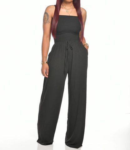 Bethany - Cozy Off-Shoulder Jumpsuit with Wide Legs and Drawstring