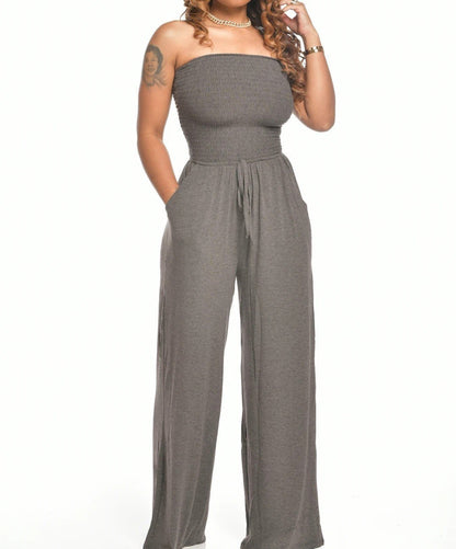 Bethany - Cozy Off-Shoulder Jumpsuit with Wide Legs and Drawstring