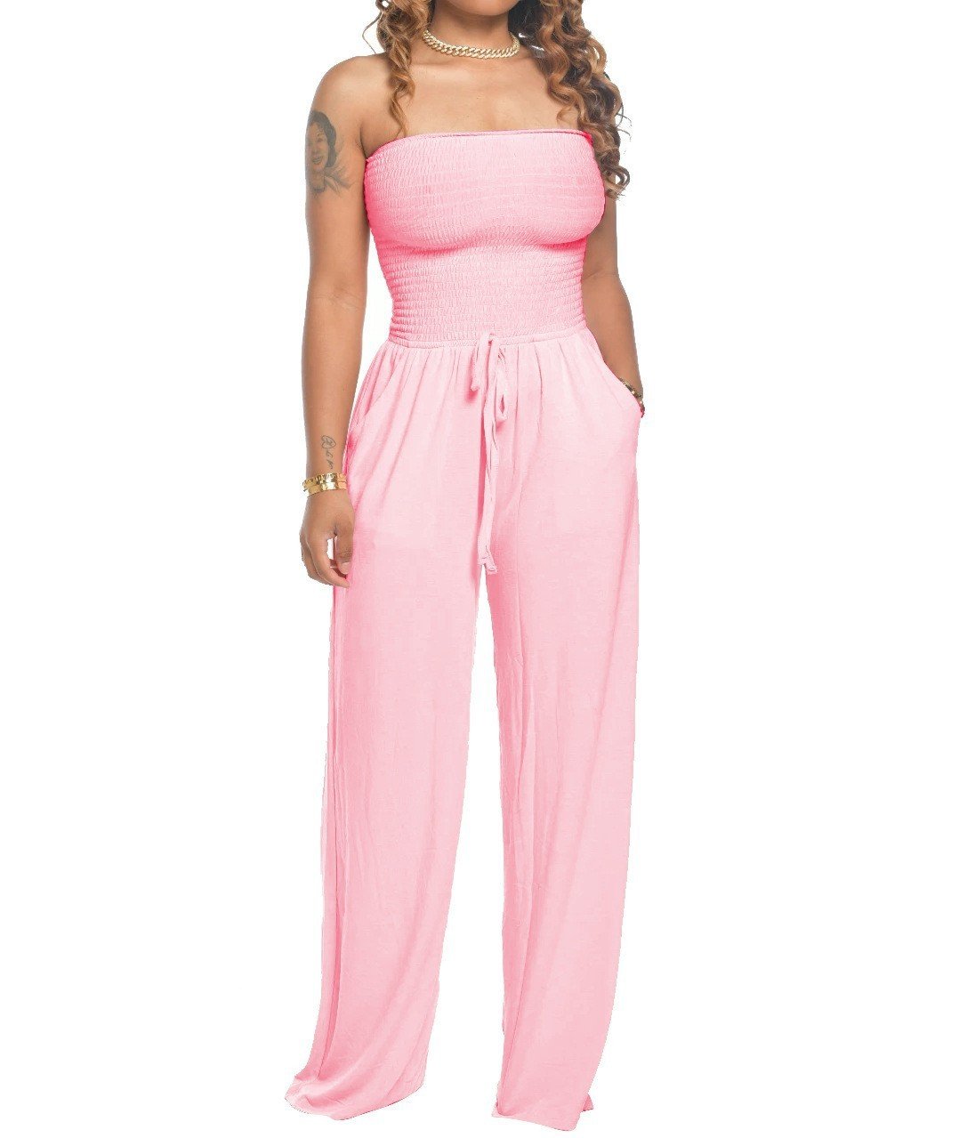 Bethany - Cozy Off-Shoulder Jumpsuit with Wide Legs and Drawstring