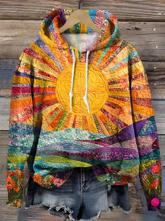 Hallow - Colorful Sunrise Hoodie for Women