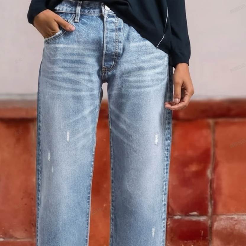Women's Retro Straight-Leg Cropped Jeans | Soft Comfort Stretch Denim Jeans