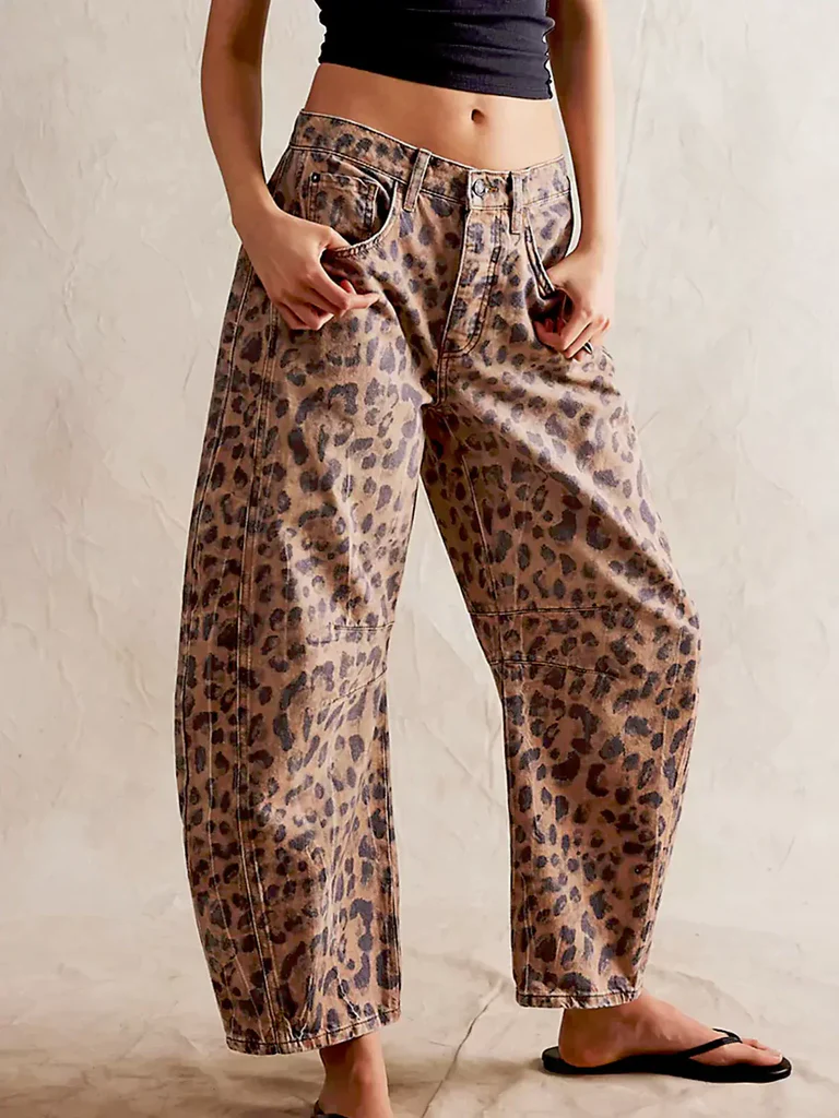 Beth | Relaxed Barrel-Leg Denim Jeans, Mid-Rise Ankle Crop