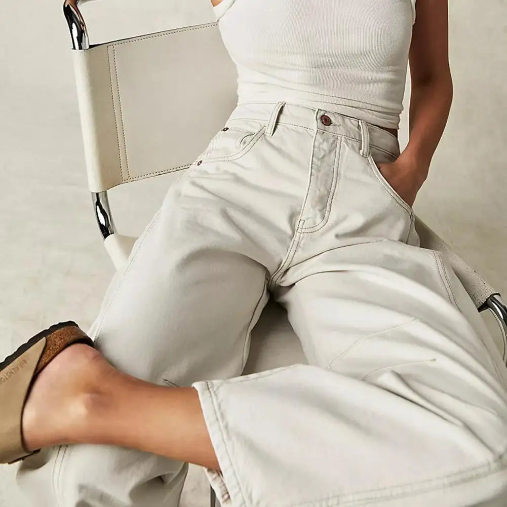 Beth | Relaxed Barrel-Leg Denim Jeans, Mid-Rise Ankle Crop