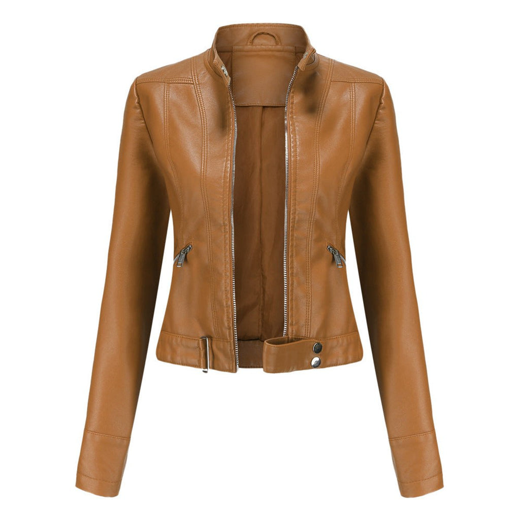 Linnea | Cropped Stand-Collar Moto Jacket
