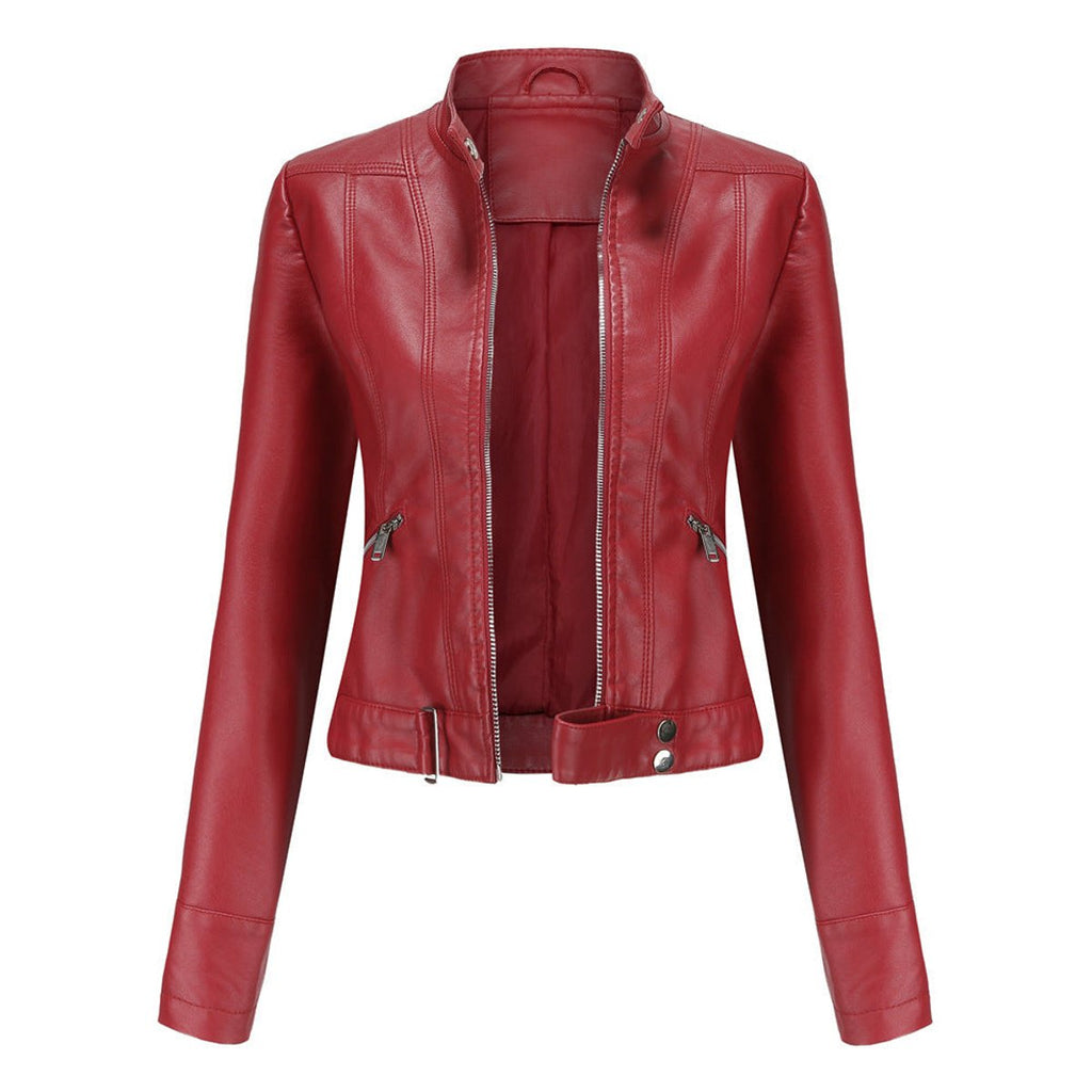 Linnea | Cropped Stand-Collar Moto Jacket